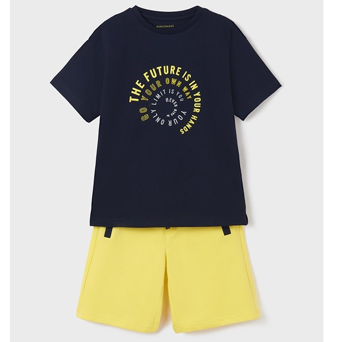 Mayoral Yazlık Erkek Kısa Kol T-shirt Bermuda Şort 2'li Set Koyu Mavi