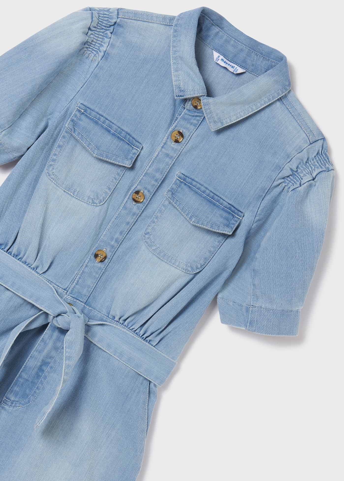 Mayoral Yazlık Kız Kısa Denim Şort Salopet Mavi