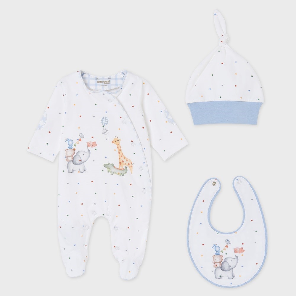 Mayoral Yazlık Bebek Tulum Önlük Şapka Set