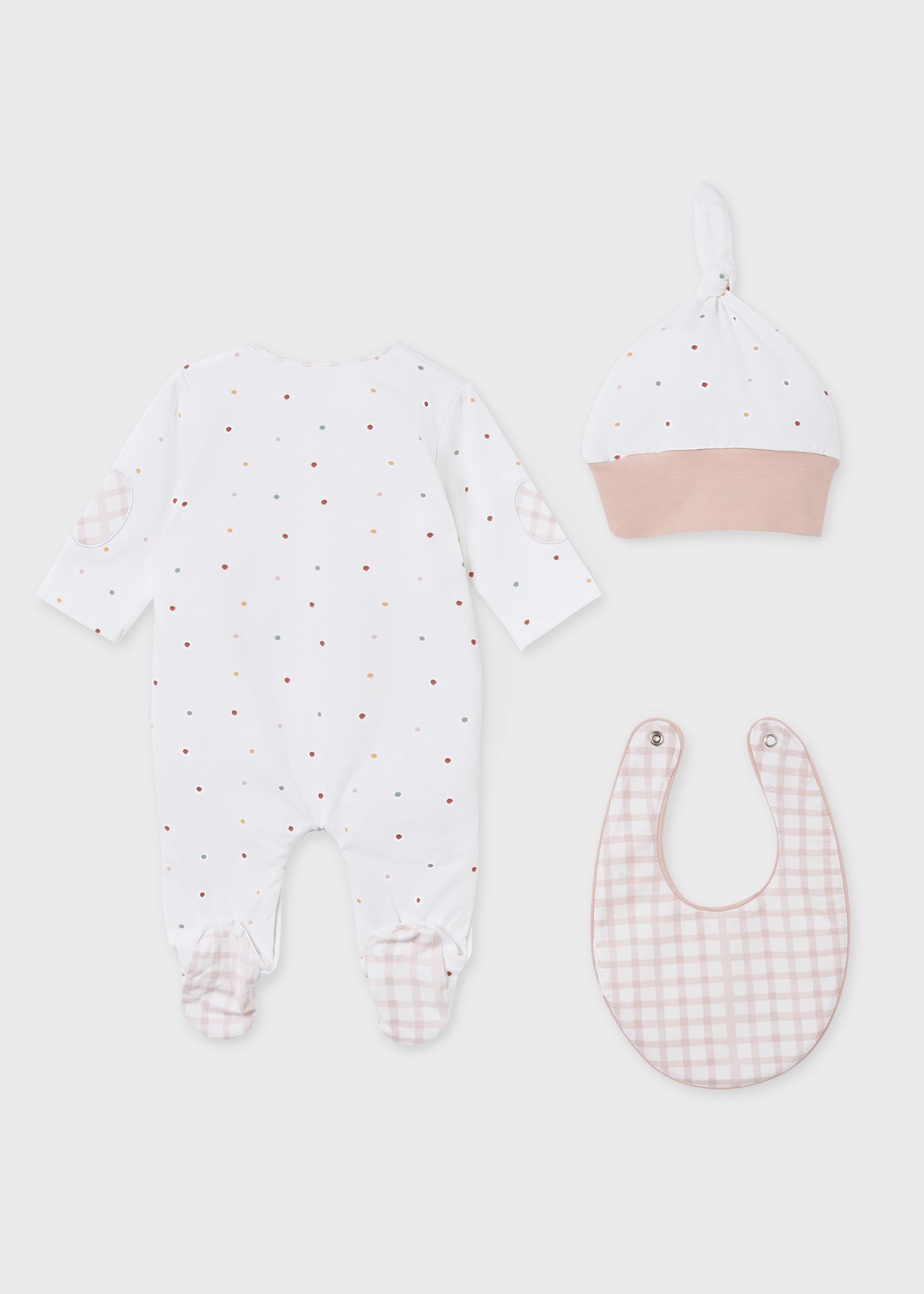 Mayoral Yazlık Bebek Tulum Önlük Şapka Set Pembe