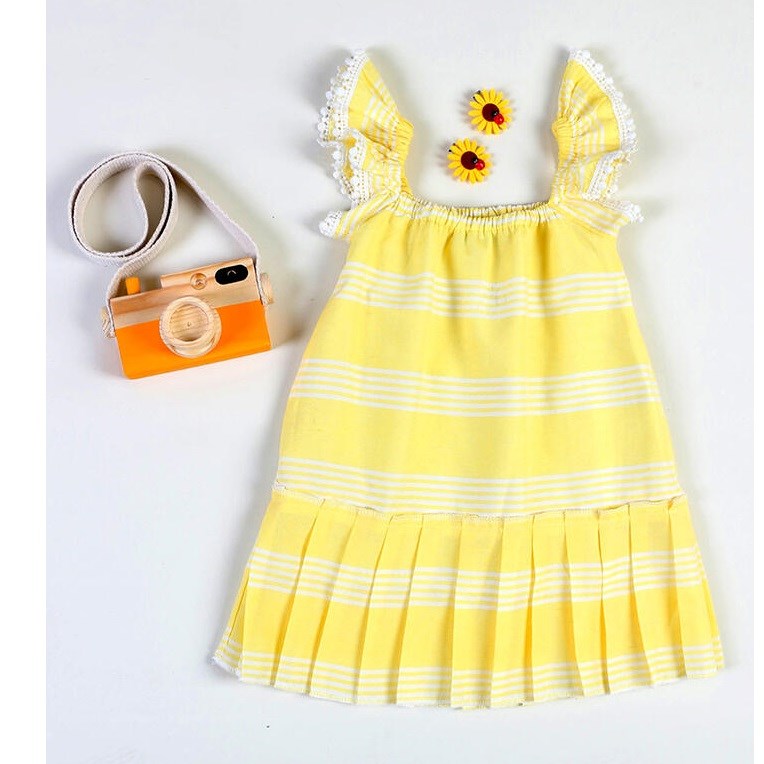 JustBaby Yazlık Sarı Fırfır Detaylı Elbise Sarı
