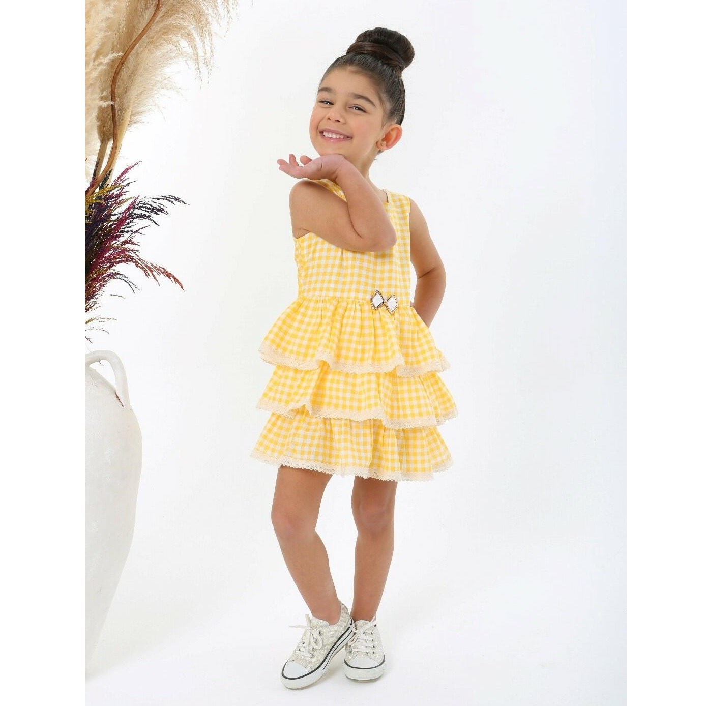 JustBaby Yazlık 3 Kat Fırfırlı Elbise Diana Sarı