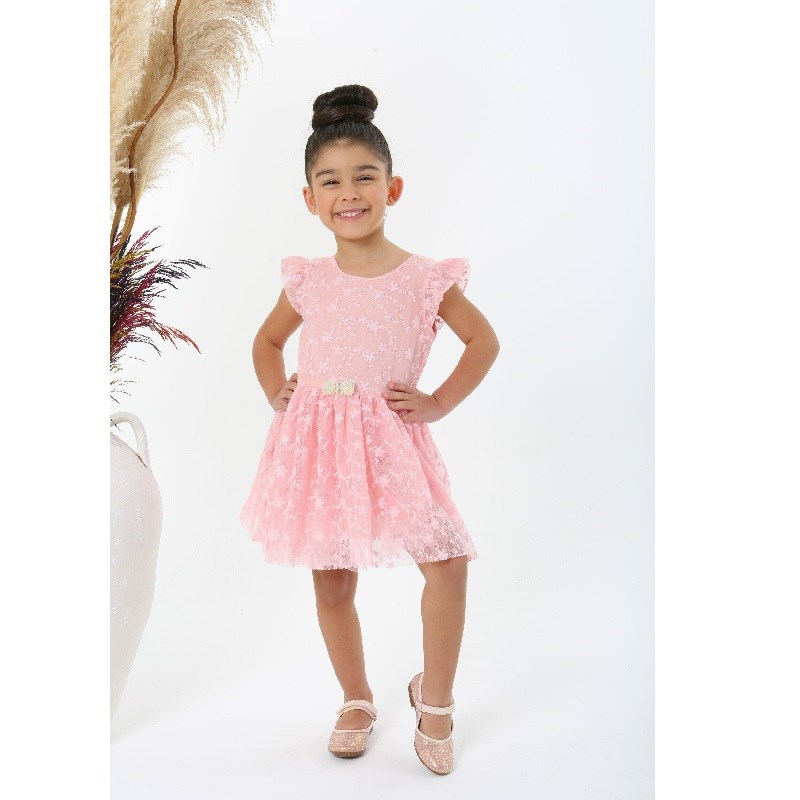 JustBaby Yazlık Dantel Detaylı Elbise Pembe