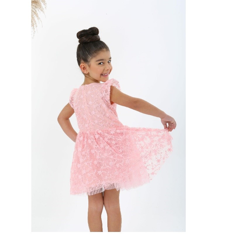 JustBaby Yazlık Dantel Detaylı Elbise Pembe