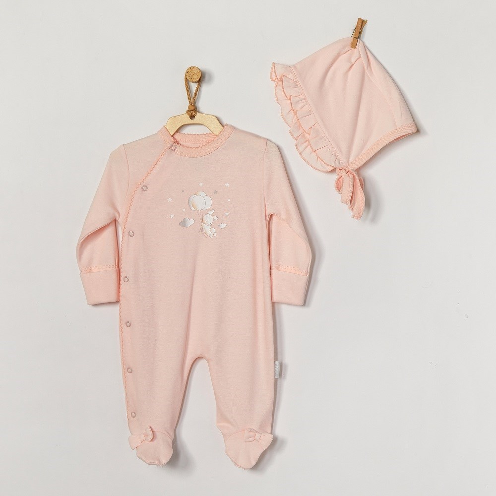 Andywawa Kız Bebek Yazlık Şapkalı Tulum 2'li Set Pembe