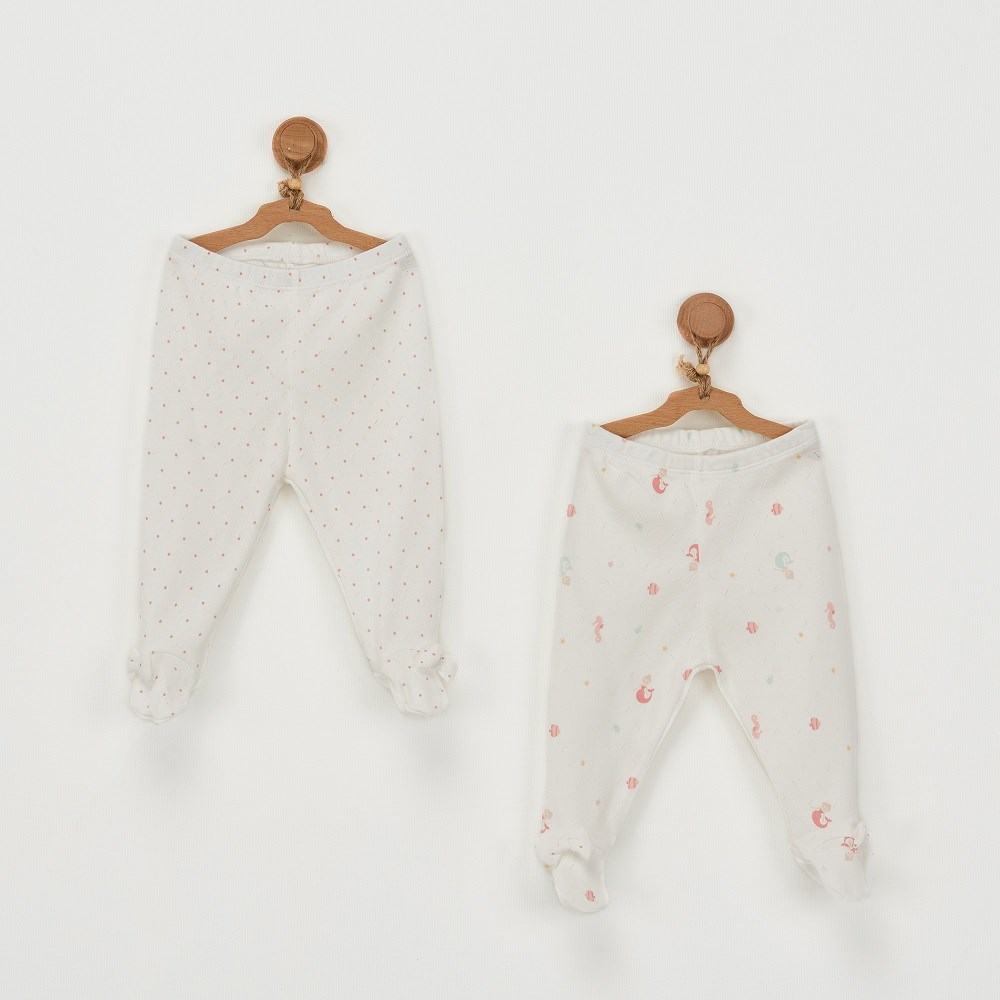 Andywawa Yazlık Kız Bebek Patikli Pantolon 2'li Set Beyaz