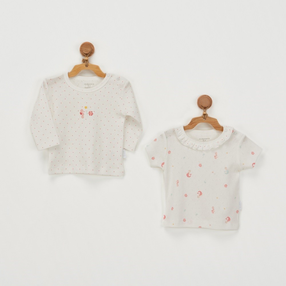 Andywawa Kız Bebek Yazlık Tshirt 2'li Set Beyaz