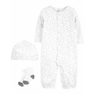 Carter's Yazlık Erkek Bebek Şapkalı Çoraplı Tulum 3'lü Set
