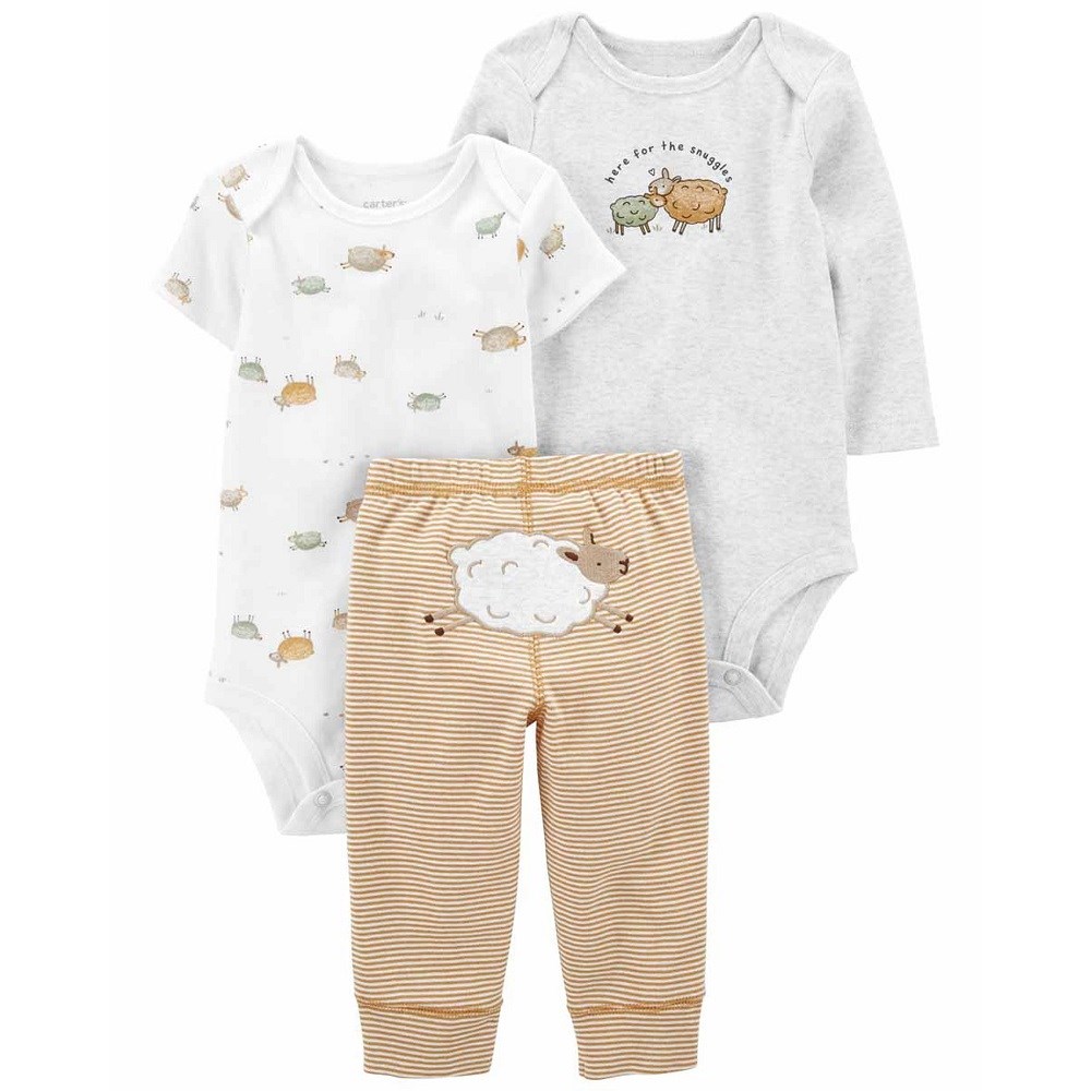Carters Yazlık Erkek Bebek Uzun Kol Body Eşofman 3'lü Set Gri