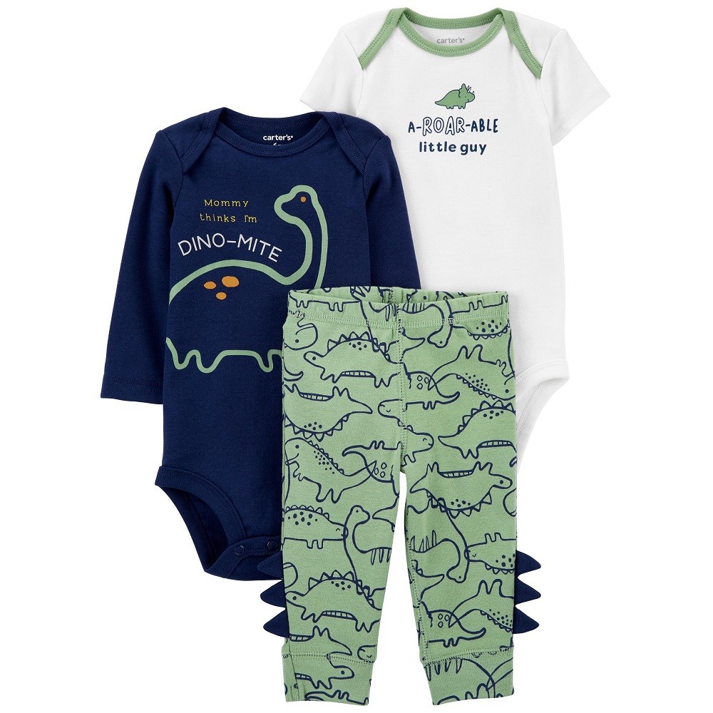 Carters Yazlık Erkek Bebek Uzun Kol Body Eşofman Takımı 3'lü Set Yeşil