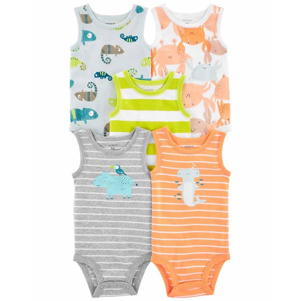 Carter's Yazlık Erkek Bebek 5'li Body Set Gri