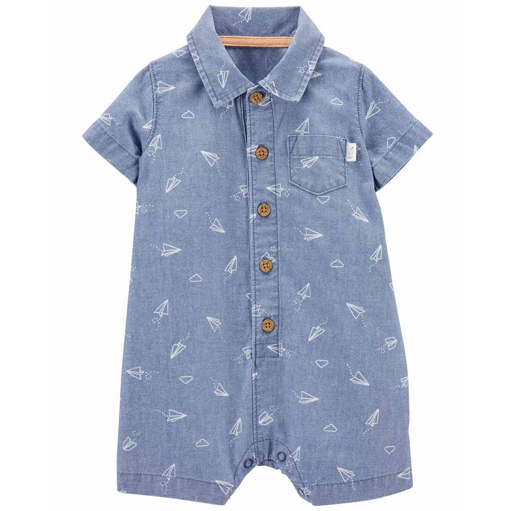 Carter's Yazlık Erkek Bebek Polo Kısa Kol Tulum Mavi