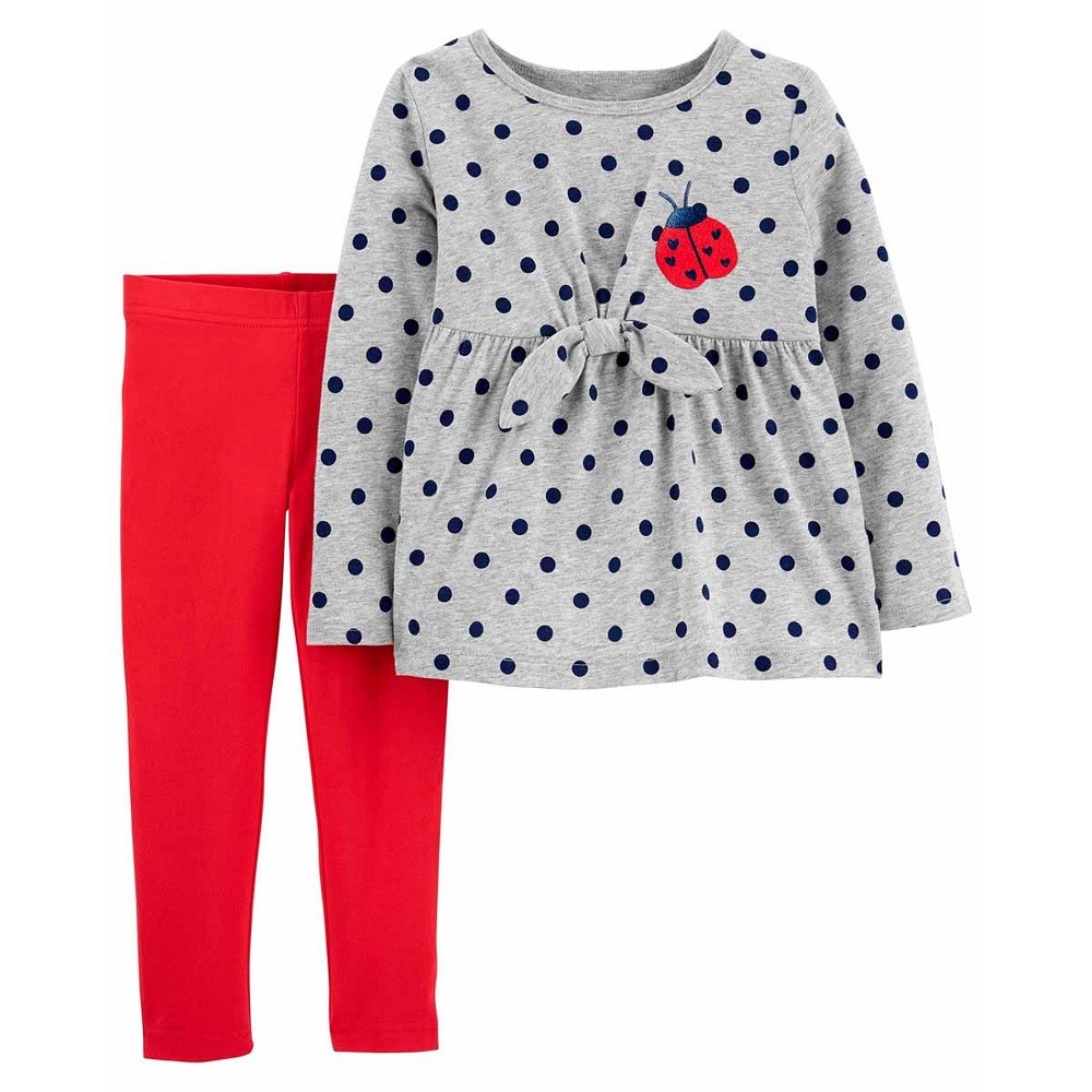 Carters Yazlık Kız Uzun Kol T-shirt Tayt 2'li Set Kırmızı