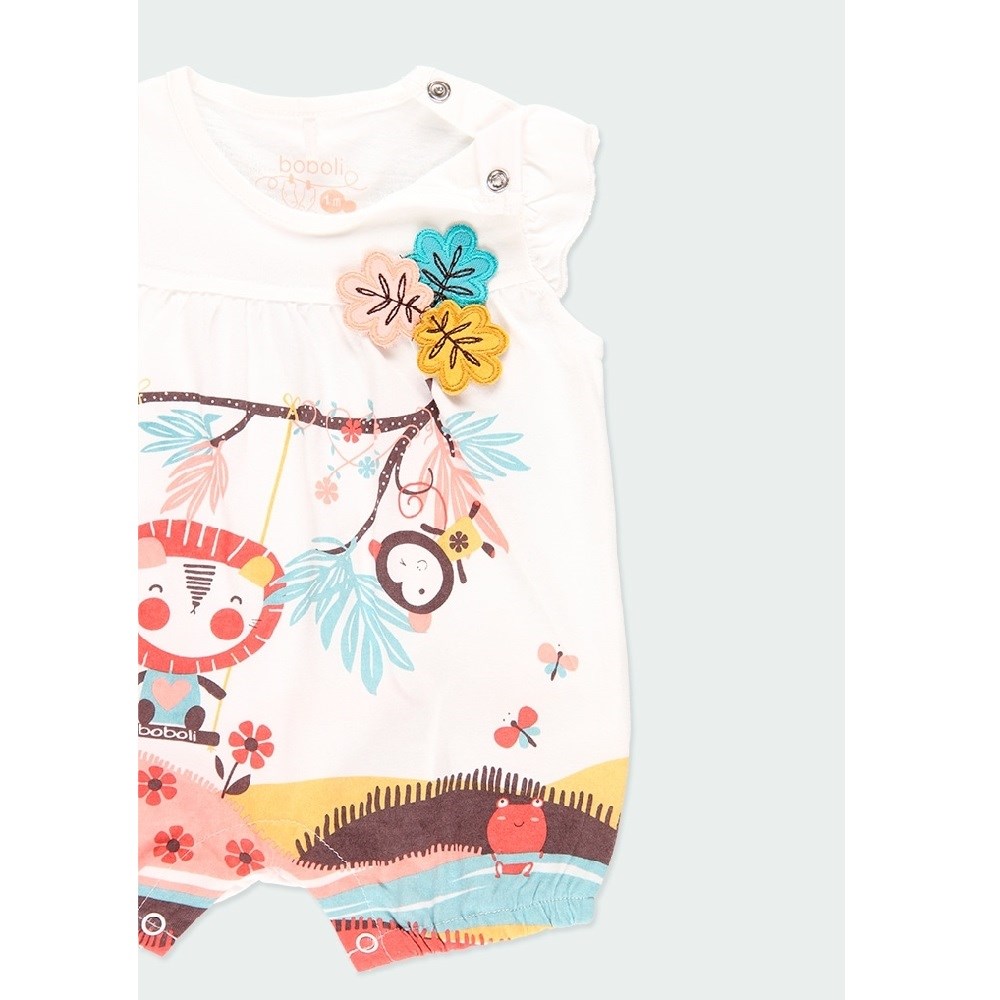 Boboli Yazlık Kız Bebek Kısa Kol Tulum Beyaz