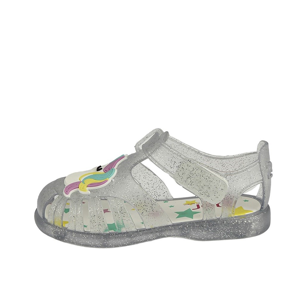 igor Yazlık Çocuk Sandaleti Tobby Unicornio Transparente Glitter Beyaz