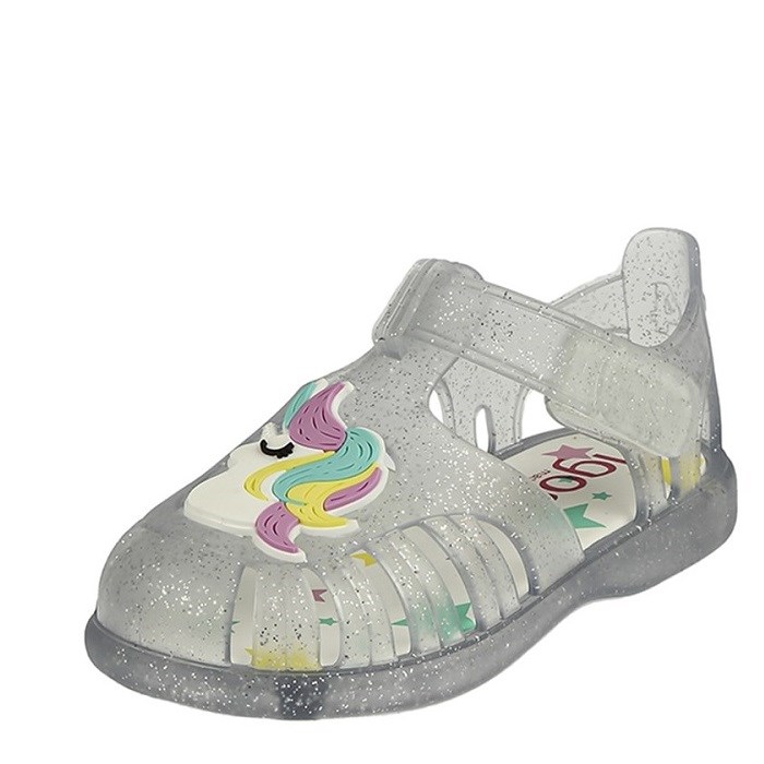 igor Yazlık Çocuk Sandaleti Tobby Unicornio Transparente Glitter Beyaz