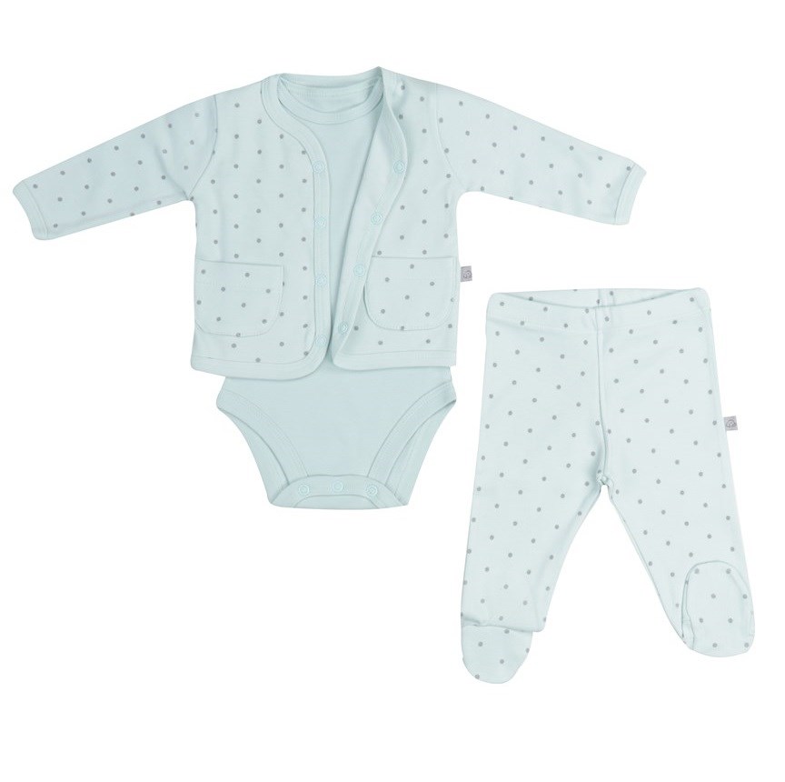 Mayys Baby Yazlık Organik Pamuklu Bebek Patikli Alt Body Hırka 3'lü Set Yeşil