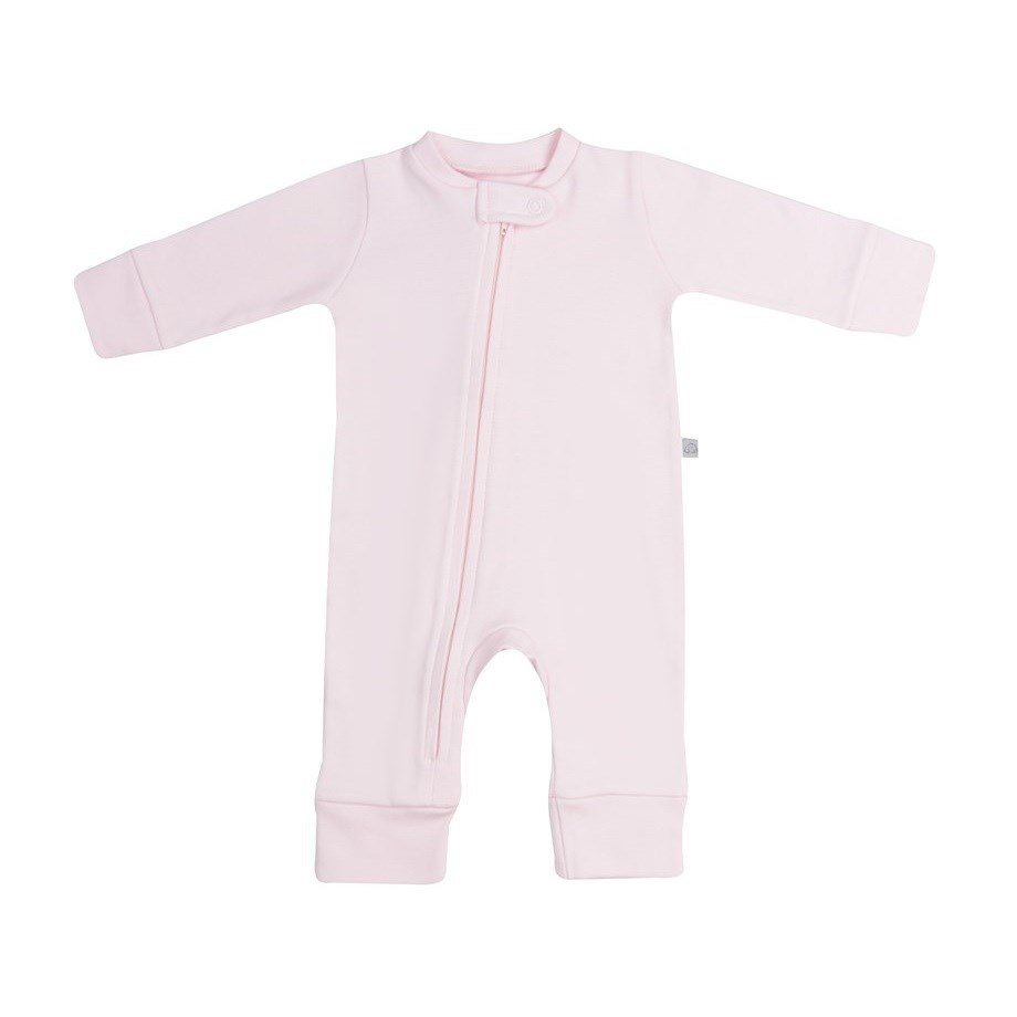 Mayys Baby Yazlık Organik Pamuklu Bebek Fermuarlı Patiksiz Tulum Pembe