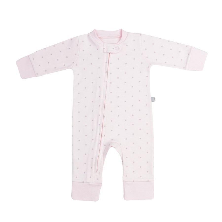 Mayys Baby Yazlık Organik Pamuklu Bebek Fermuarlı Patiksiz Tulum Pembe