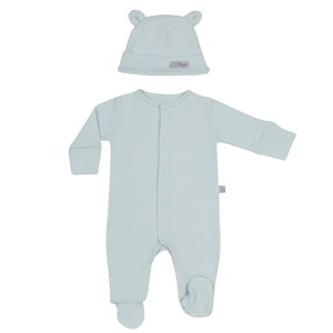 Mayys Baby Yazlık Bebek Organik Pamuklu Basic Patikli Tulum Şapka 2'li Set