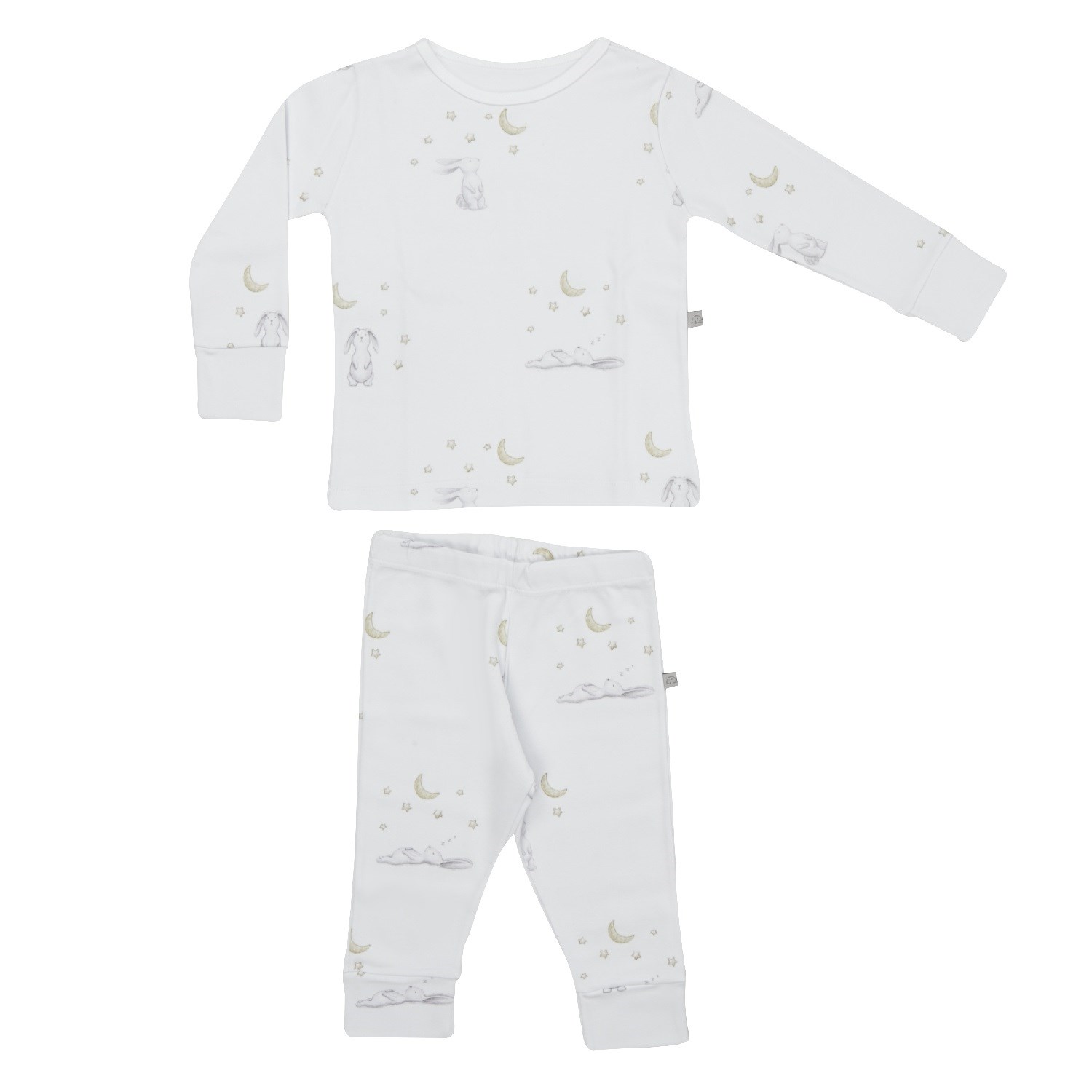 Mayys Baby Yazlık Organik Pamuklu Bebek Tavşanlı Pijama Takımı Beyaz