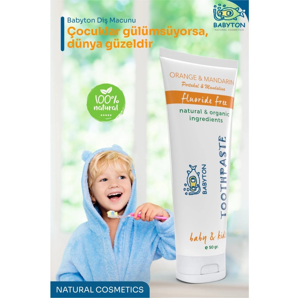 Babyton Bebek ve Çocuklar için Organik Diş Macunu Portakal+Mandalina 
