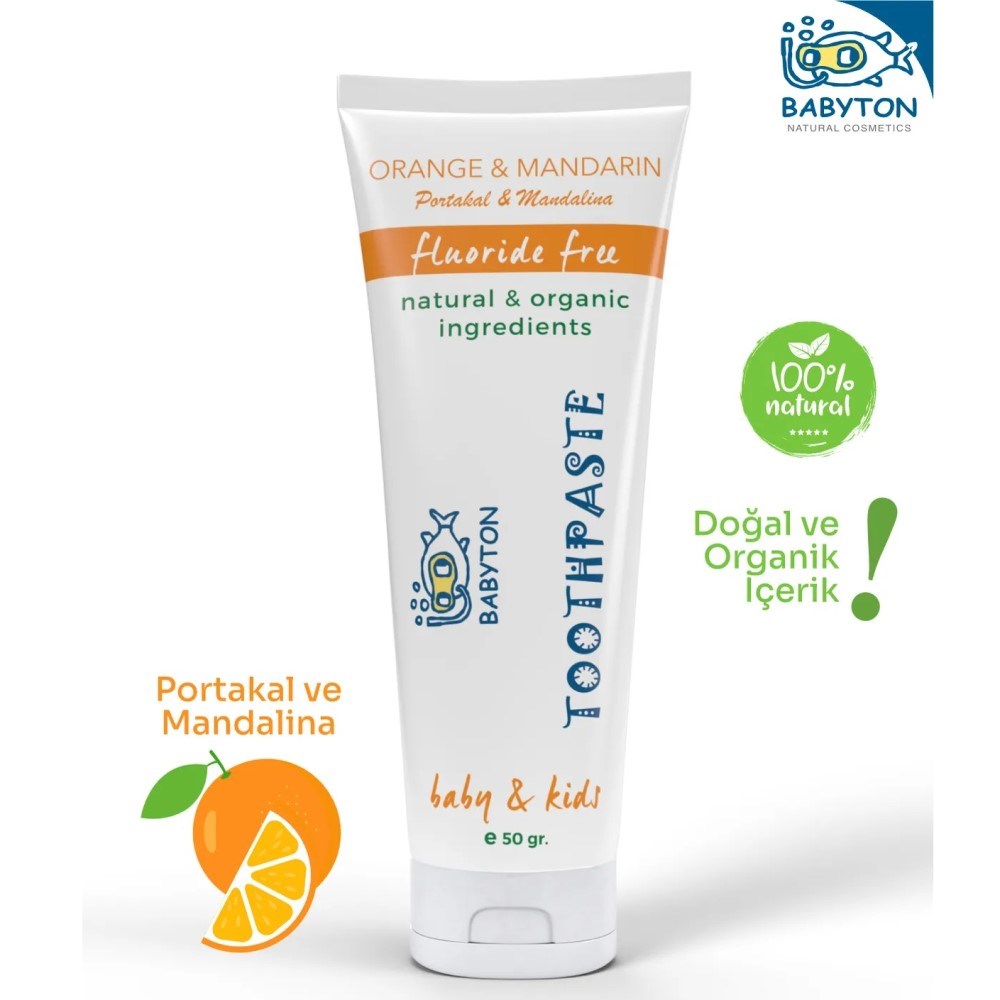 Babyton Bebek ve Çocuklar için Organik Diş Macunu Portakal+Mandalina 