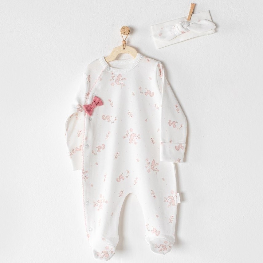 Andywawa Kız Bebek Kışlık Patikli Tulum 2'li Set Krem