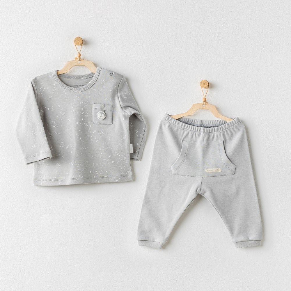 Andywawa Bebek Uzun Kol Body 2'li Set Gri