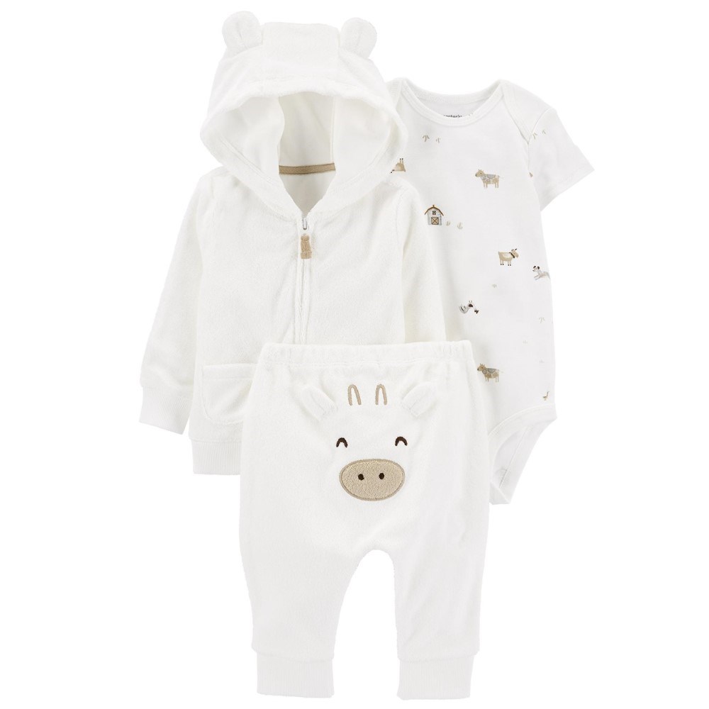 Carter's Kışlık Layette Bebek 3'lü Hırkalı Set Beyaz