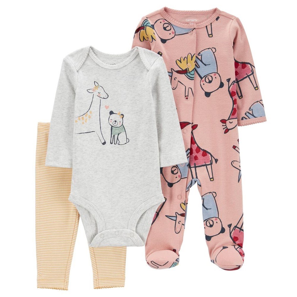 Carter's Kışlık Layette Kız Bebek Tulumlu Set Pembe