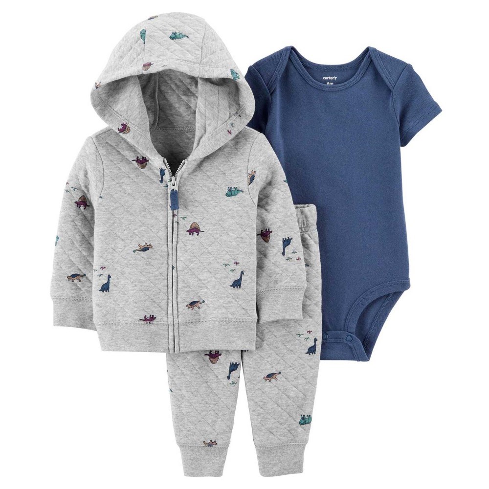 Carter's Kışlık Erkek Bebek 3'lü Hırkalı Set Koyu Mavi