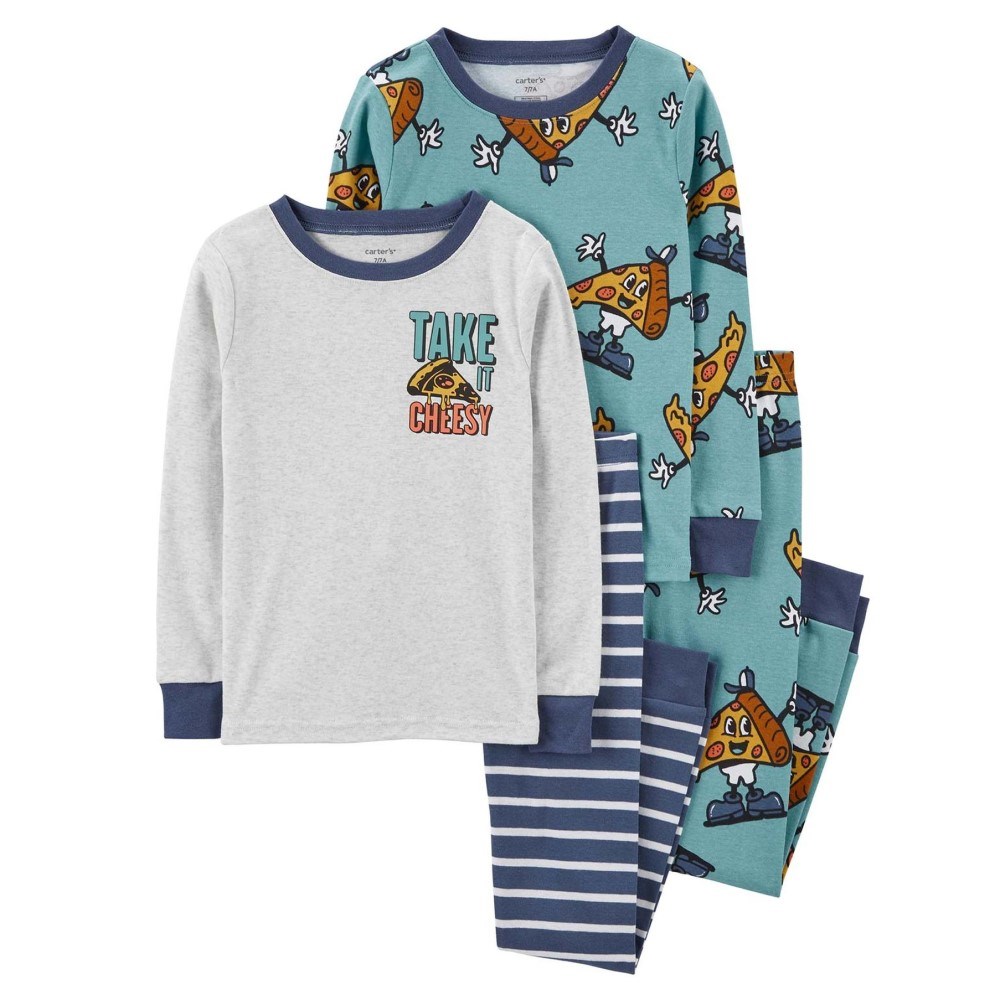 Carter's Kışlık Erkek Çocuk 4'lü Pijama Set Koyu Mavi