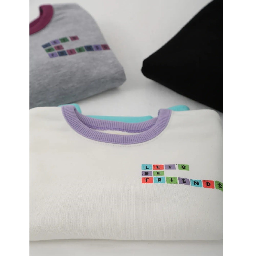 Let's Be Friends Çocuk Uzun Kollu S-shirt Beyaz