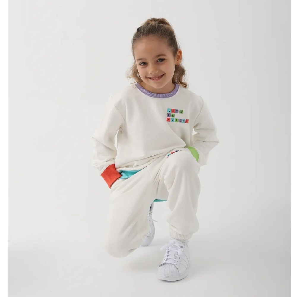 Let's Be Friends Çocuk Uzun Kollu S-shirt Beyaz