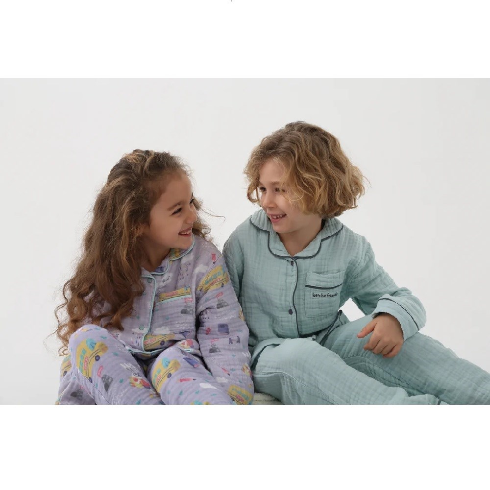 Let's Be Friends Çocuk Pijama Takımı Yeşil