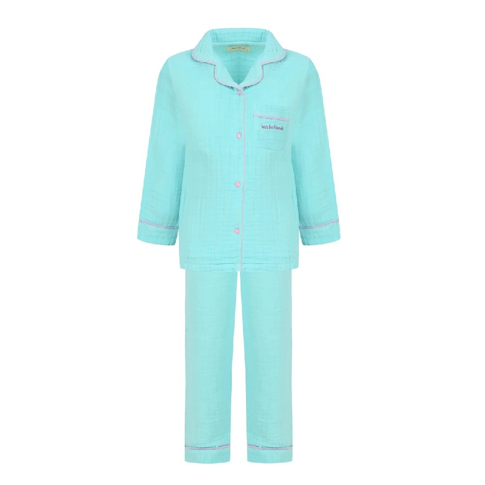 Let's Be Friends Çocuk Pijama Takımı Turkuaz