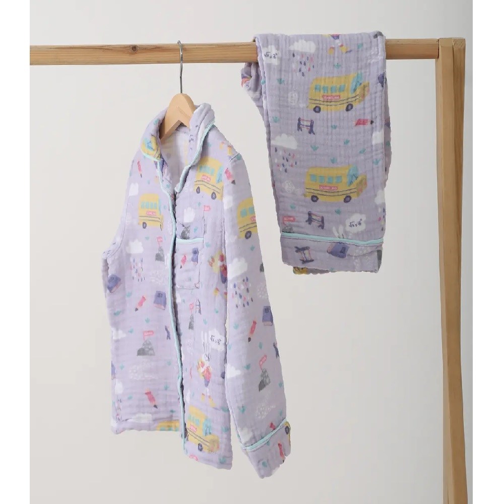 Let's Be Friends Çocuk Desenli Pijama Takımı Mor