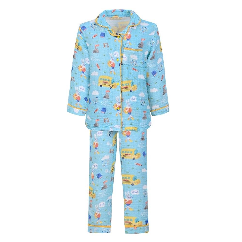 Let's Be Friends Çocuk Desenli Pijama Takımı Mavi