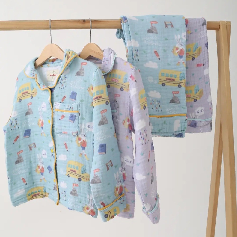 Let's Be Friends Çocuk Desenli Pijama Takımı Mavi