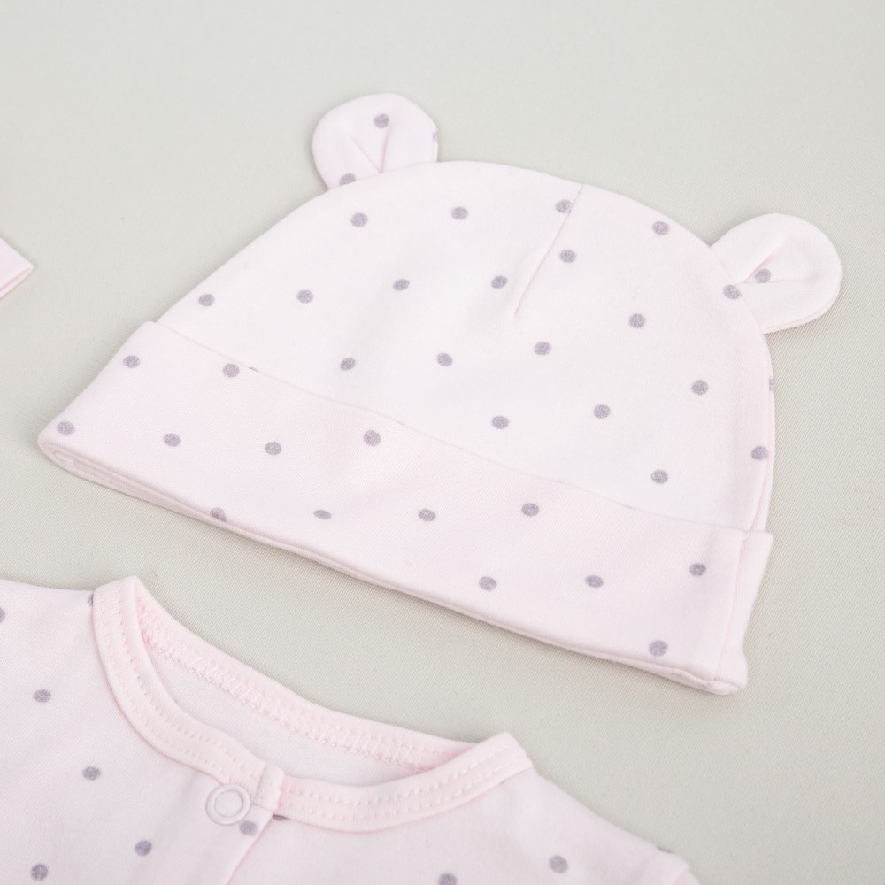 Mayys Baby Kışlık Organik Pembe Puantiyeli 4'lü Hastane Çıkışı Pembe