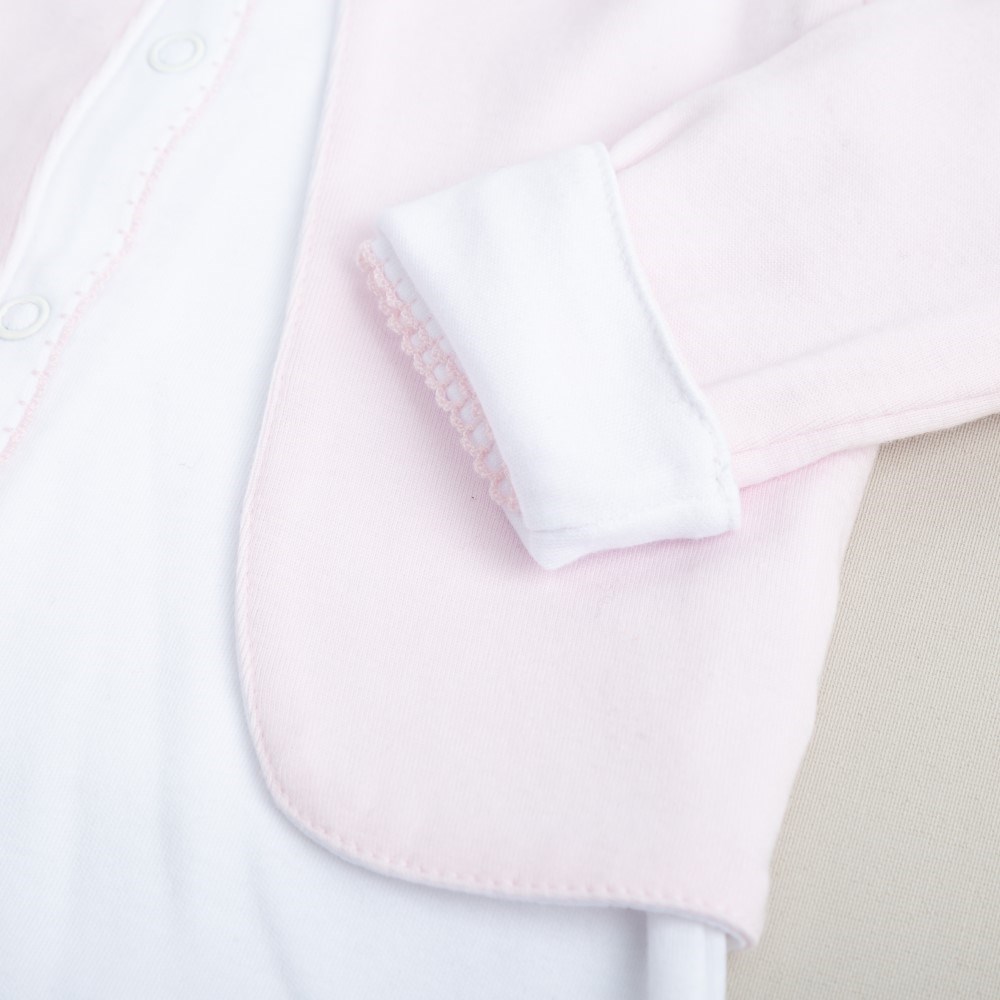 Mayys Baby Organik Elegant Pembe Tığ İşi Süslemeli 6'lı Hastane Çıkış Setiı Beyaz