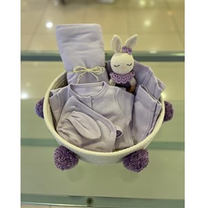 Mayys Baby Kız Bebek Sepette Oyuncaklı 7 'li Hastane Çıkışı - Tavşan