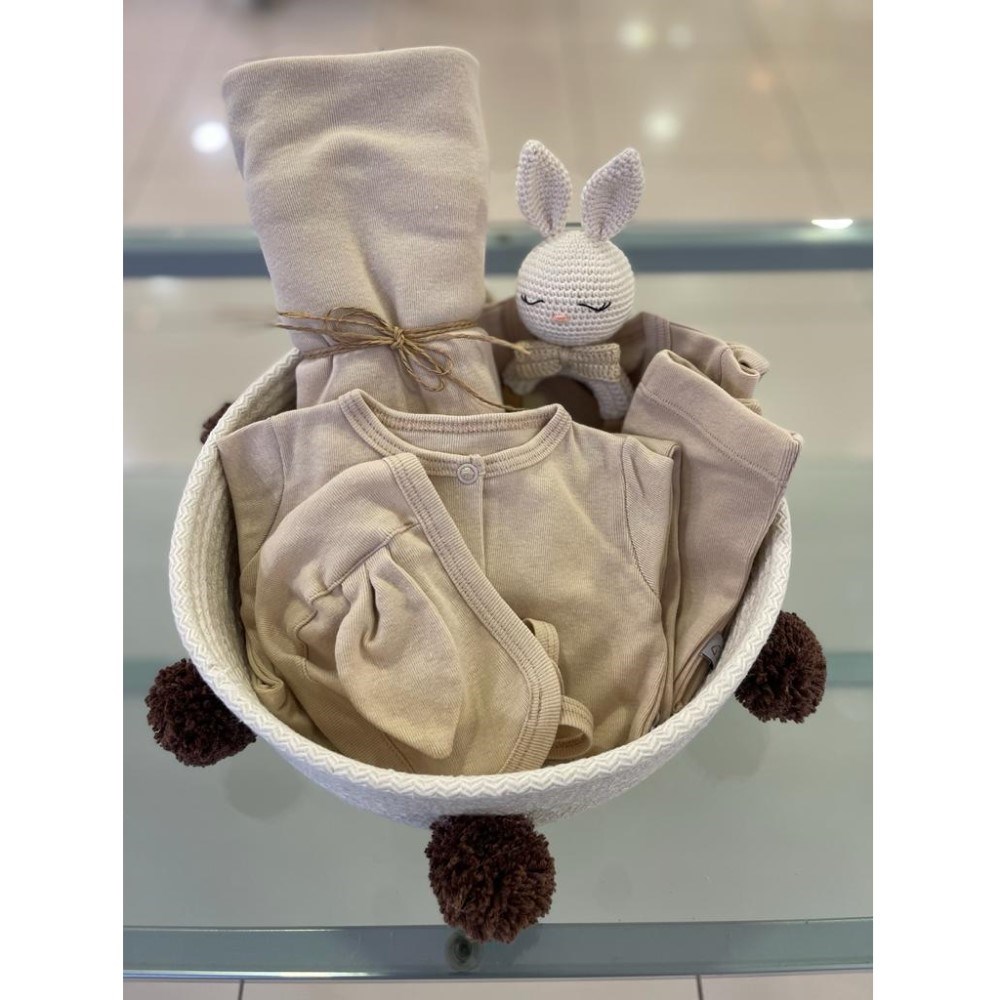 Mayys Baby Erkek Bebek Sepette Oyuncaklı 7 'li Hastane Çıkışı - Tavşan Sarı