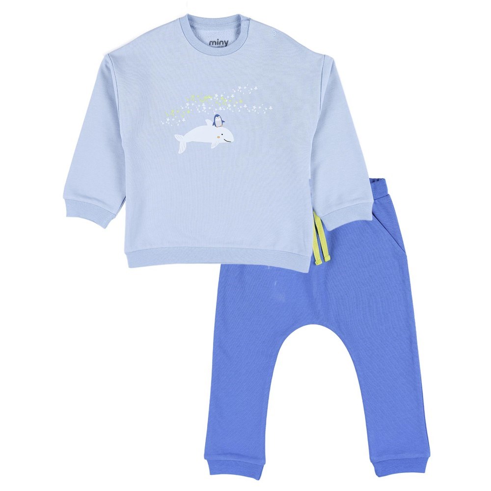 Minycenter Kışlık Erkek Bebek 2'li Pijama Takım Mavi