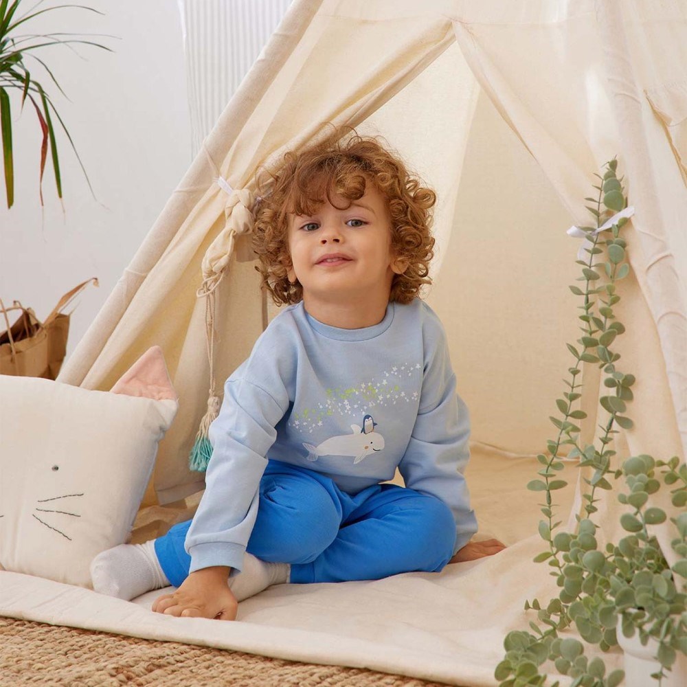 Minycenter Kışlık Erkek Bebek 2'li Pijama Takım Mavi