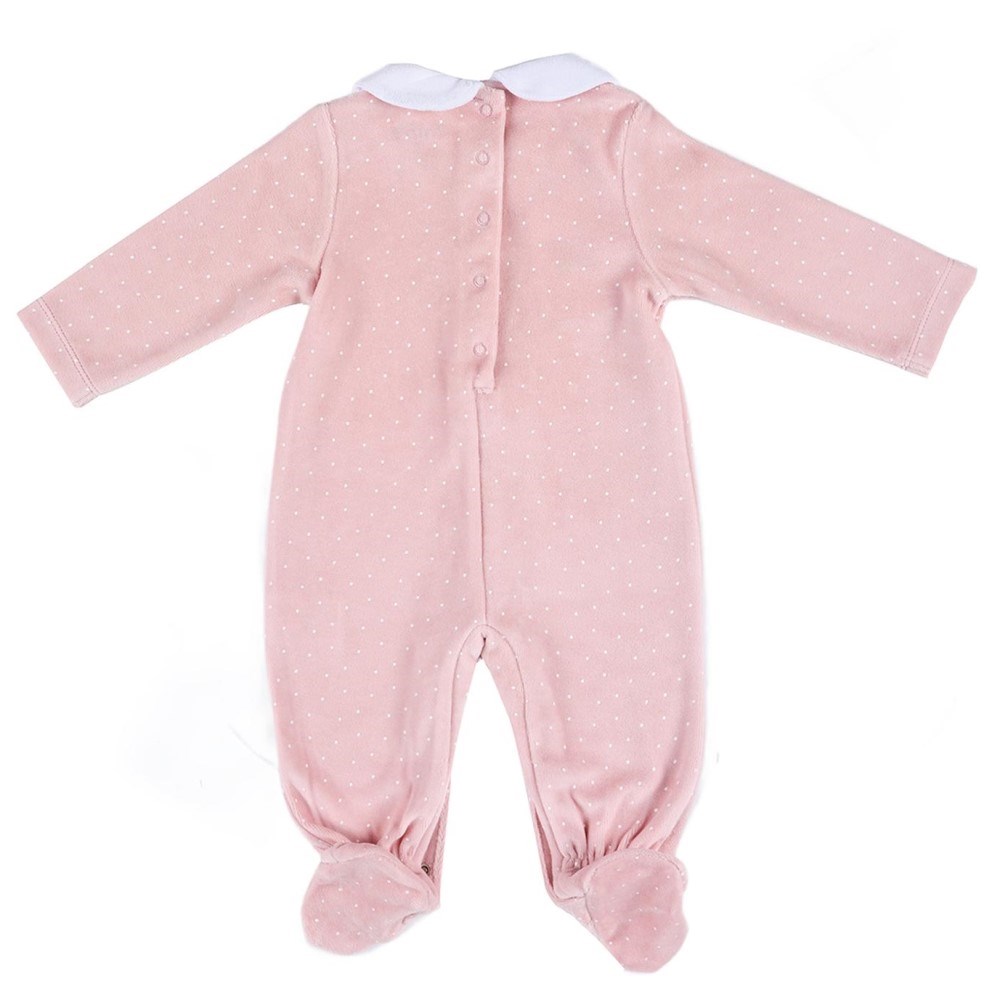 Minycenter Kışlık Kız Bebek Kadife Tulum Pembe