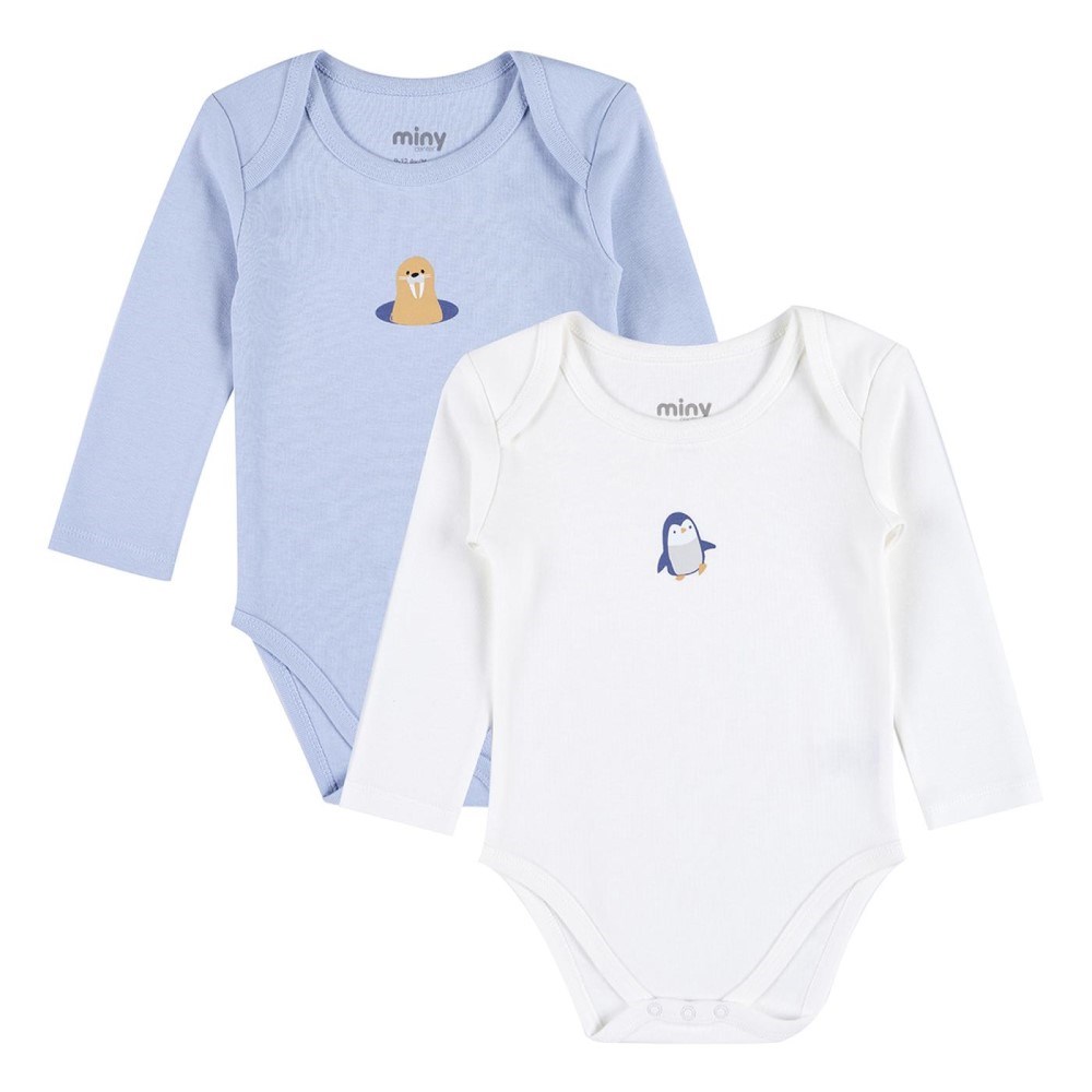 Minycenter Kışlık Erkek Bebek 2'li Uzun Kollu Body Mavi