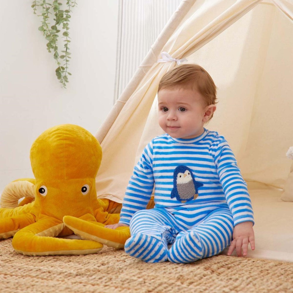 Minycenter Kışlık Erkek Bebek Kadife Tulum Mavi