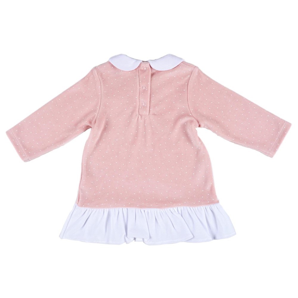 Minycenter Kışlık Kız Bebek Kadife Elbise Pembe
